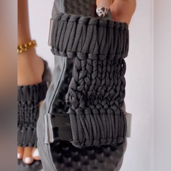 Summer Soft Sole Braided Sandals - Women's Solid Color Platform - Picture 2 of 15